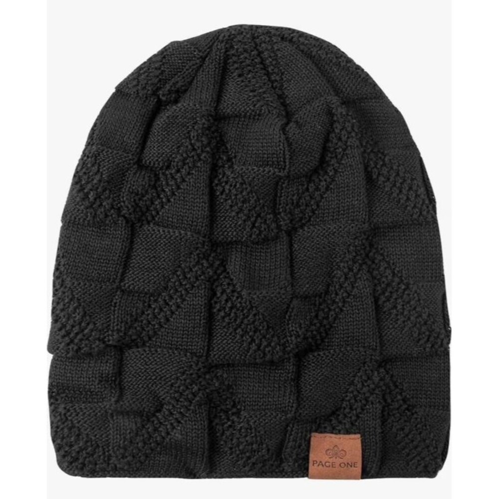Black Slouchy Knit Beanie – Winter Hat – NEW